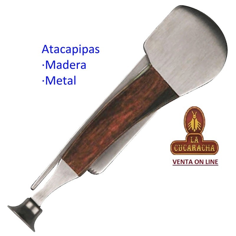 TG-04010-Atacapipas forma pipa fumar cromo mate y madera.