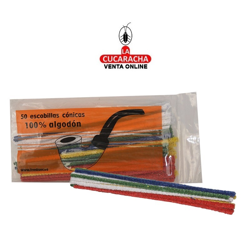 T-30043-PACK 12-BOLSAS 50 ESCOBILLAS CONICAS LIMPIA PIPAS COLORES.