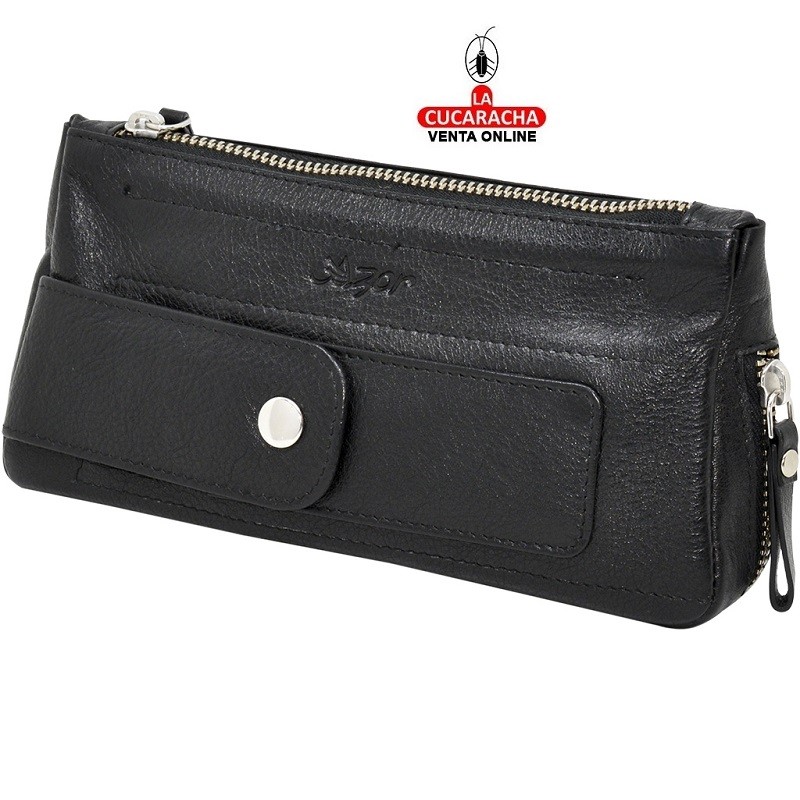 T-30752-BOLSA PORTA-1 PIPA, PIEL NEGRA TABACO Y ACCESORIOS.