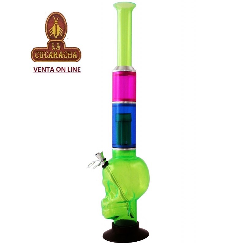 TG-45003-BONGS ACRILICO CALAVERA VERDE 48 CM.