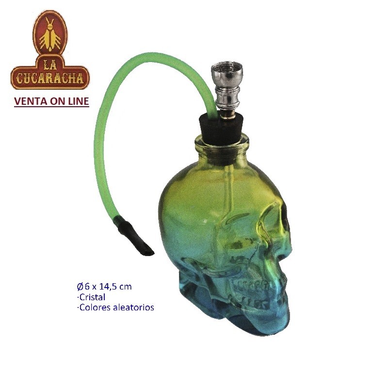 TG-45882-PACK 2-BONGS CRISTAL CALAVERA 6X14,50 CM. COLORES.