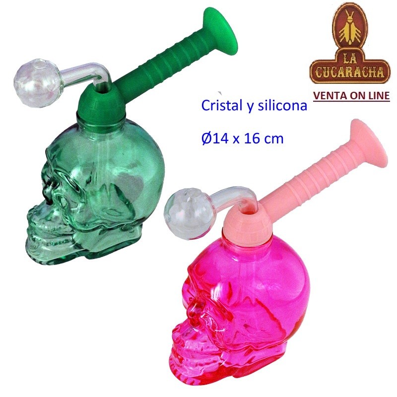 TG-45863-PACK 2 BONGS CRISTAL-SILICONA 16CM. COLORES ALEATORIOS.