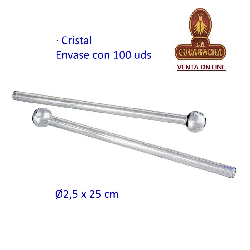 TG-45765-PIPAS HIERBA CRISTAL 25X2,5CM. CAJA 100.