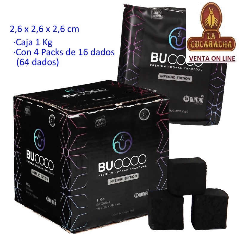 TG-11078-BUCOCO-PACK 12-CARBON VEGETAL SHISHA CAJA 1KG. 2,6CM.