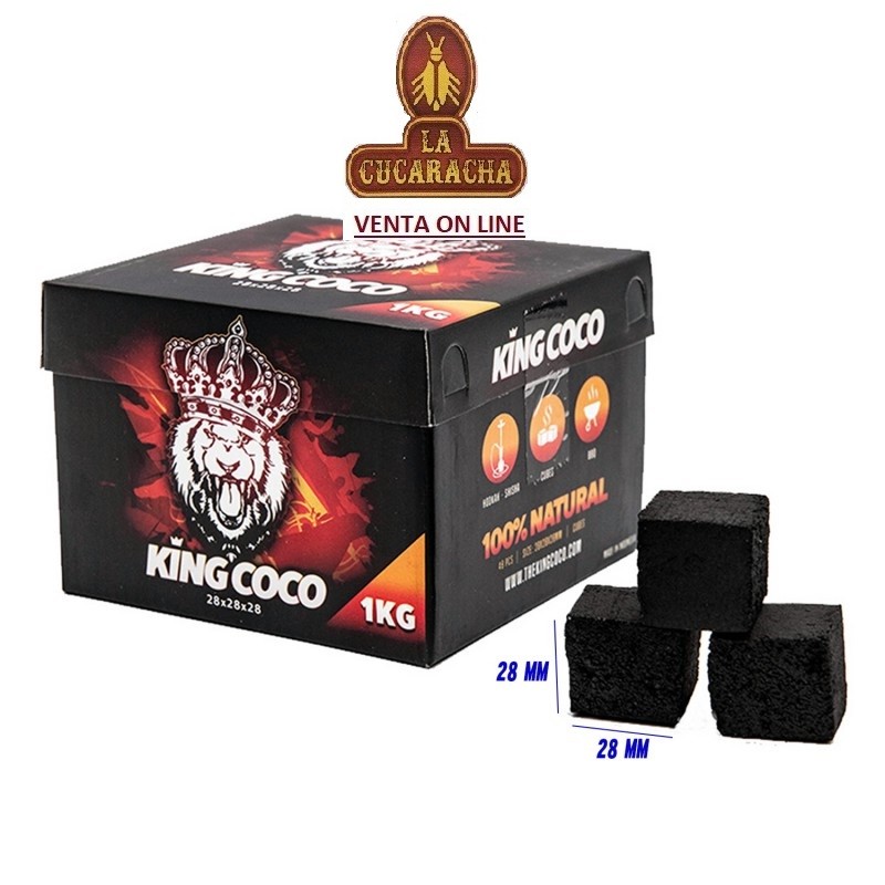 TG-11079-KING COCO-PACK 12-CARBON VEGETAL SHISHA CAJA 1KG. 2,8CM.