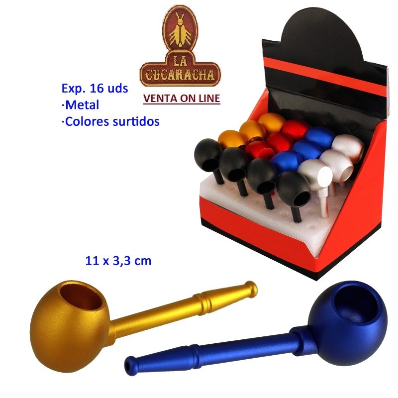 TG-45347-PIPAS HIERBA METAL COLORES 11X3,30CM. EXPOSITOR 16.