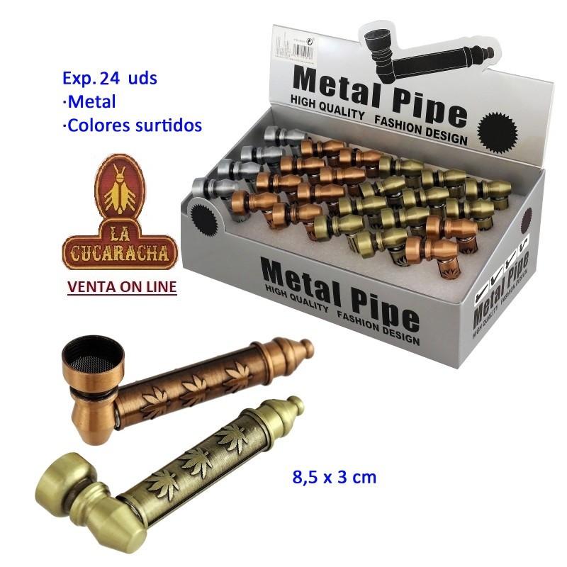 TG-45348-PIPAS HIERBA METAL COLORES 8,5X3CM. EXPOSITOR 24.