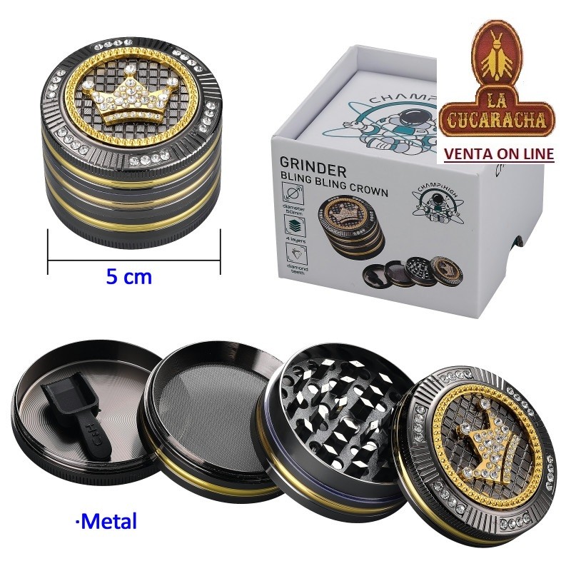 TG-44936-CHAMP-GRINDER ALUMINIO 5CM. BLING CROWN.