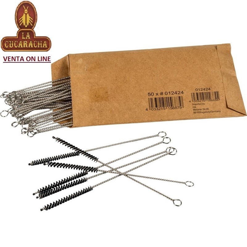 T-31352-PACK 10-ESCOBILLAS LIMPIA PIPAS DE FUMAR METALICA CON CERDAS.