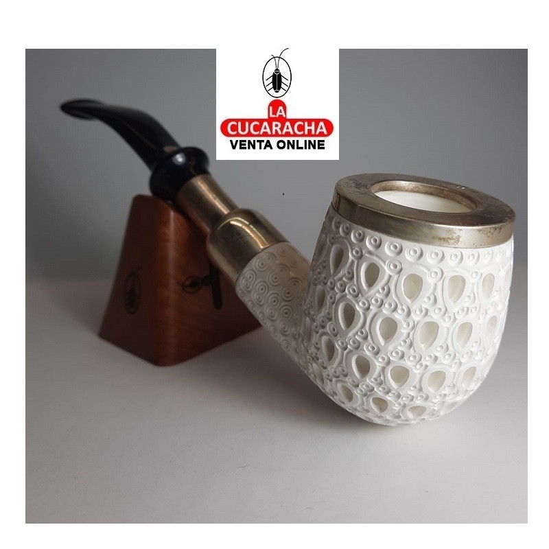 BC-12533-ALTINAY-PIPA FUMAR BENT BILLIARD DECORADA ESPUMA MAR.