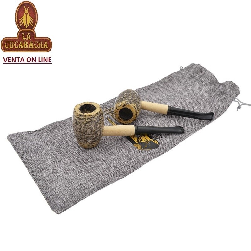 SMT-21082-MISSOURI-PIPA FUMAR MAZORCA MAIZ SET 2 COUNTRY GENTELMAN CALZINADA.