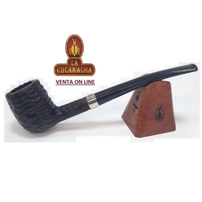 BC-JUNCBIL-PETERSON-PIPA FUMAR BENT BILLIARD RUGOSA JUNIOR NICKEL MOUNTED CANTED.