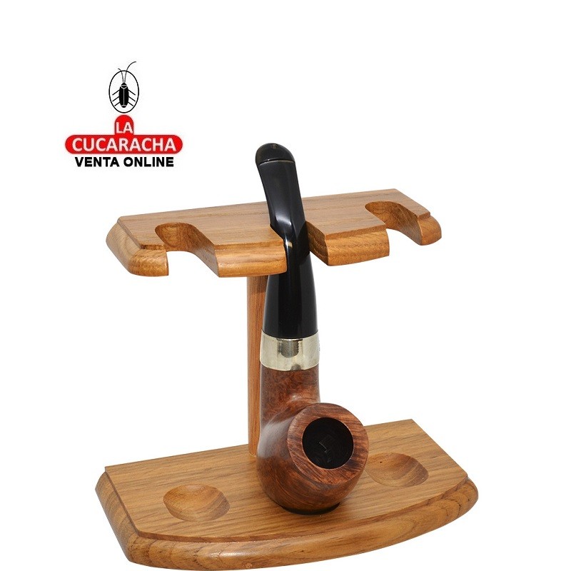 T-30937-PIPERO REPOSA 3 PIPAS FUMAR MADERA COLOR TECA.